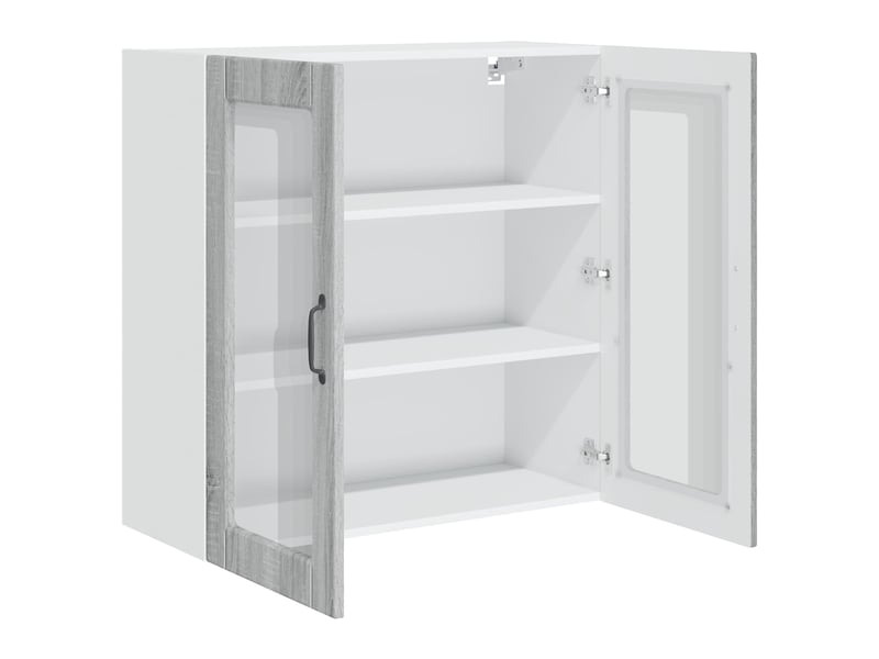 Meuble mural de cuisine, cabinet en verre mural gris sonoma 80x31x80cm - Conforama E