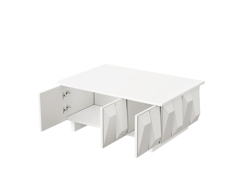  Ensemble meuble tv et table basse 180 cm blanc panneau particules rangement salon evarich - Conforama A