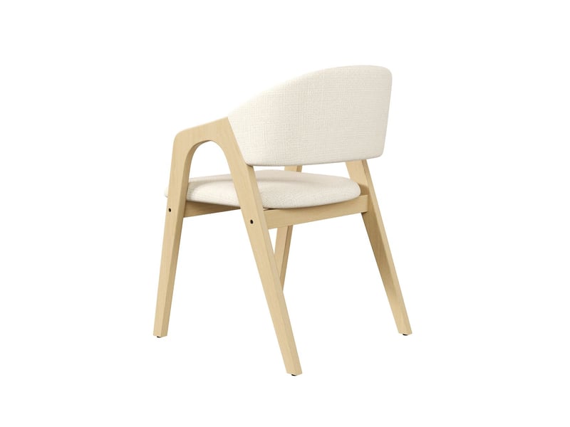  Lot de chaises 2 pièces en bois massif assise confortable tissu respirant revêtement en lin teinte bois naturel et beige style moderne  - Conforama A