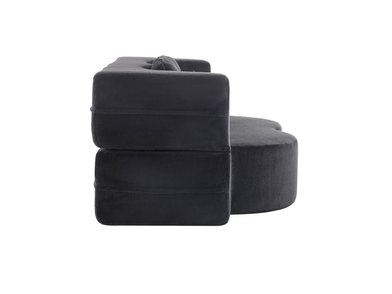  Canapé droit convertible 2 places en velours noir avec 4 coussins, mousse haute densité pour salon et chambre  - Conforama D