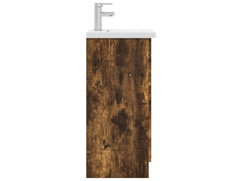 Meuble de salle de bain avec évier chêne fumé 42x40x84.5 cm shl8351 - Conforama E