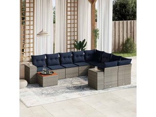 Vidaxl ensemble de canapé de jardin 10 pcs avec coussins gris résine tressée
