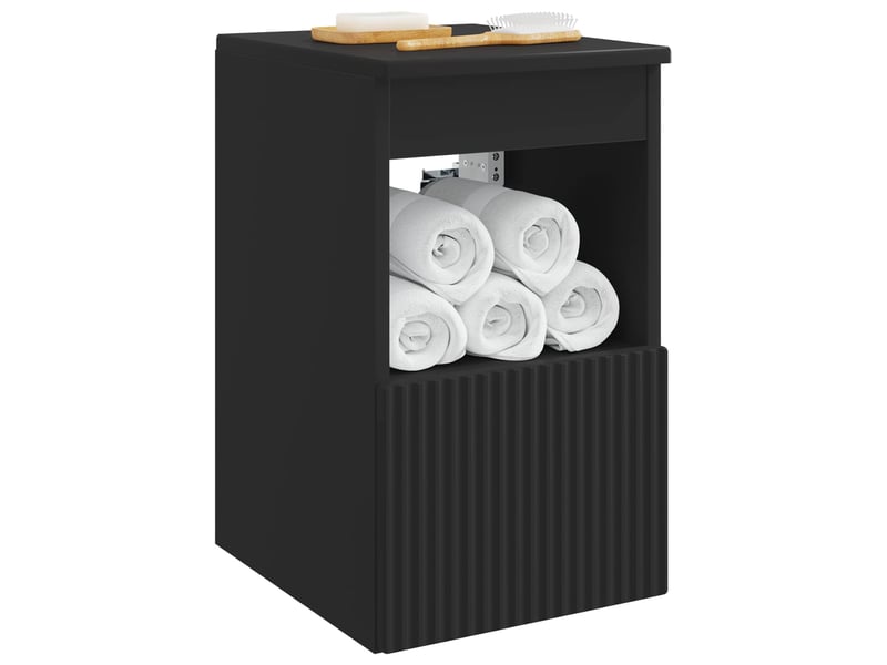  Armoire de salle de bain, meuble de rangement noir 30x41x50 cm bois d'ingénierie  - Conforama C