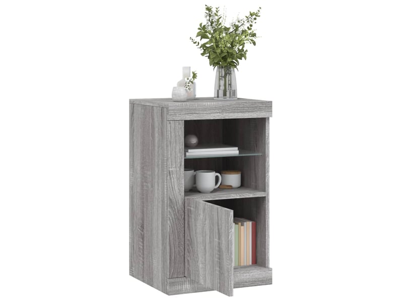  Armoires latérales et lumières led 2 pcs sonoma gris  - Conforama D