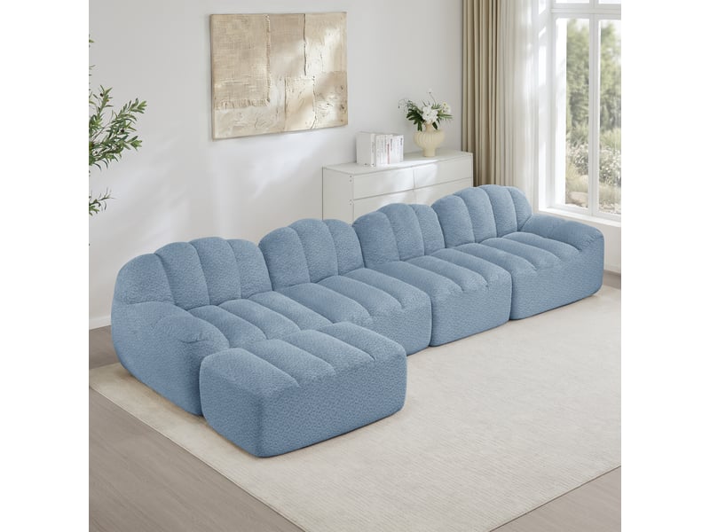 Canapé modulaire 4 places avec ottomane assise profonde 366x165 cm confort ergonomique - Conforama B