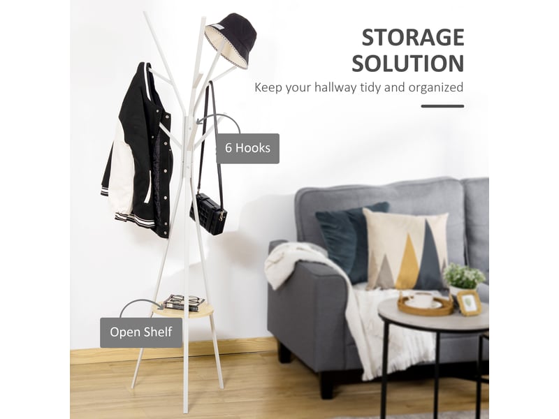  Porte-manteau, porte-manteau sur pied, porte-manteau de couloir, métal blanc, 45x45x180cm pour commander dans le couloir 831-174WT - Conforama D