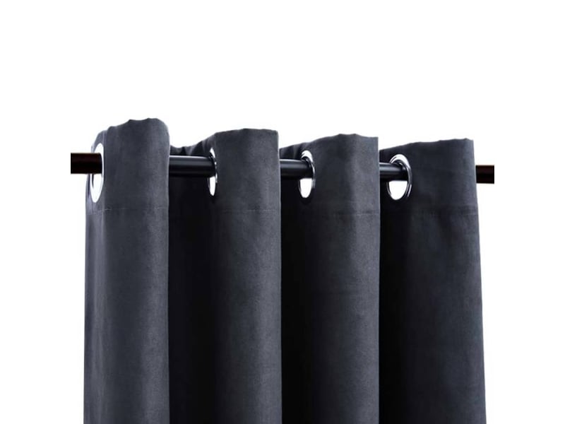  Lot de 2 rideaux occultants, rideaux black-out avec anneaux métal anthracite 140x175cm cf44855  - Conforama C