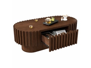 Table basse ovale coloris bois foncé <strong></strong> <strong></strong> - 50 cmx100 cm