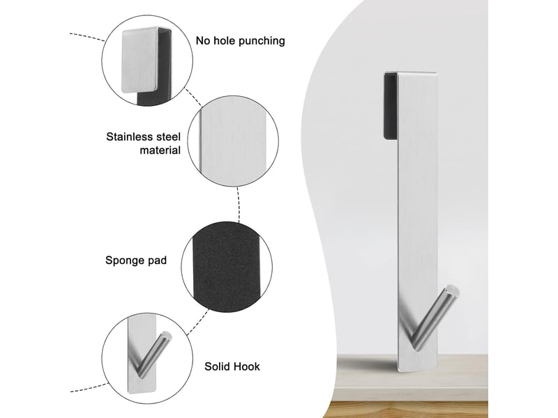  4 pièces accroche serviette salle de bain, porte de patère de sans perçage, gris  - Conforama C