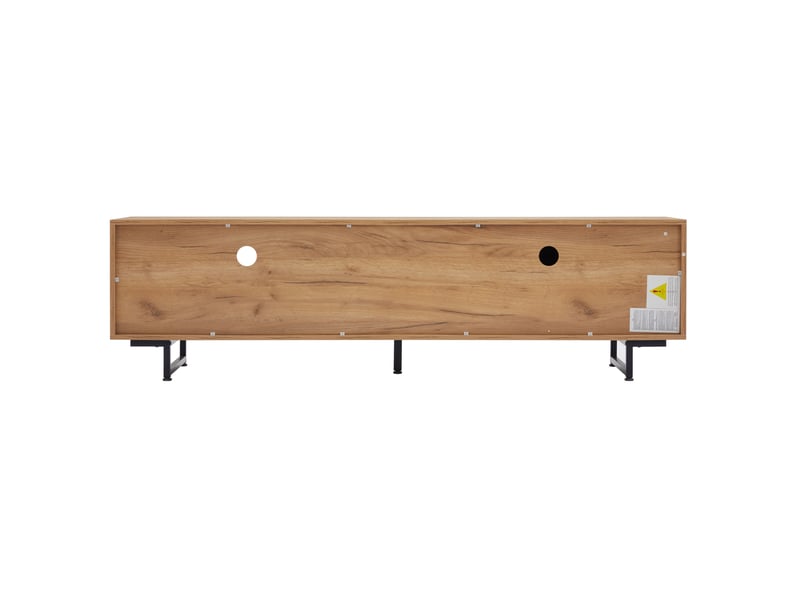  Meuble tv bas 173 x 38 x 48 cm portes 2 casiers escalier tiroirs diagonaux panneau particules fini grainé bois  - Conforama E
