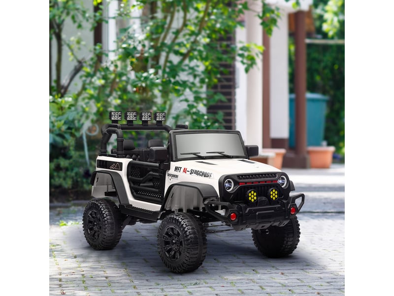  Voiture électrique pour enfants de 3 ans et plus avec batterie 12 v, télécommande, phares led, klaxon et musique - blanche  - Conforama D