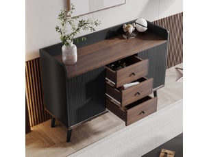 Buffet 2 porte(s)  3 tiroir(s) <strong>DESVIAE</strong> <strong></strong> - 117.5 cm coloris noir 