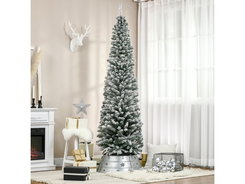  Sapin de noël vert enneigé en polypropylène (pp), 738 branches ignifugées et base en acier inoxydable, ø68 x 225 cm  - Conforama B