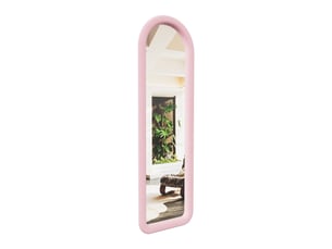 Miroir sur pied - 160 x 50 cm - rose - miroir plein pied arqué, cadre rembourré en velours, style romantique français