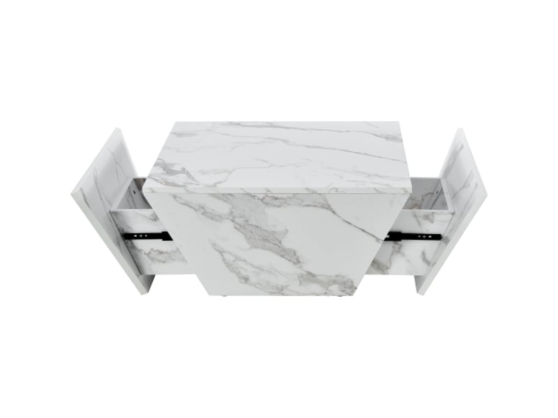  Table basse table de salon  avec 2 tiroirs haute brillance 70x70x37cm table basse blanc - Conforama C