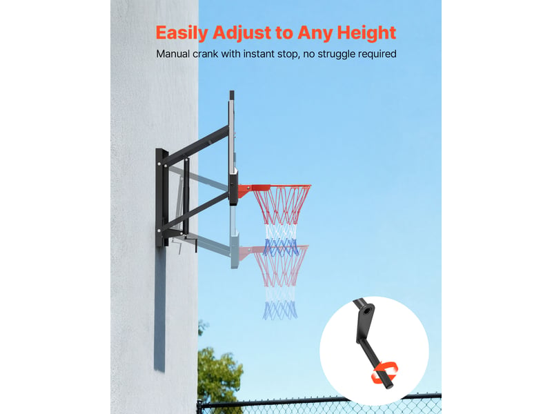  Vevor panier de basket-ball mural 139 cm avec panneau en pc de 2,8 mm extérieur  - Conforama E
