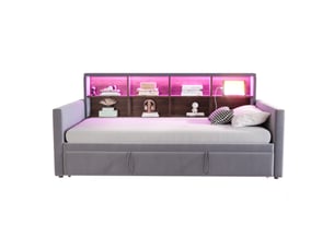 Lit simple 90x190 cm PHOEBE CAT coloris gris