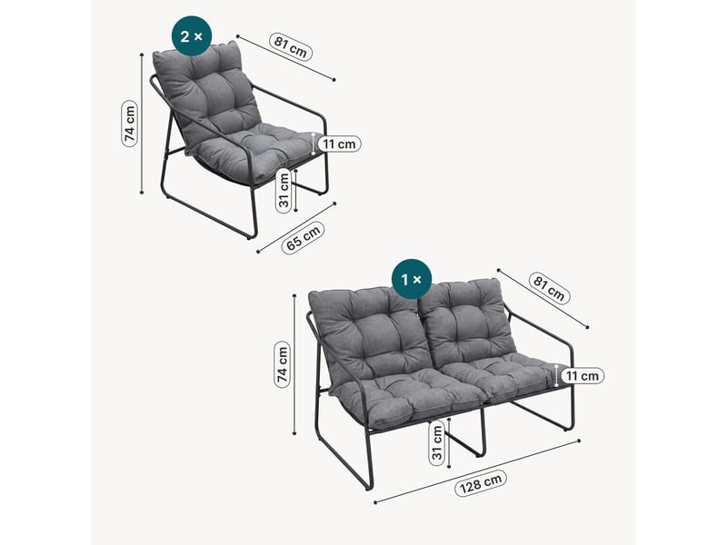  Ensemble de meubles de jardin kivanta 5 pièces gris foncé [en.casa] Kivanta - Conforama D