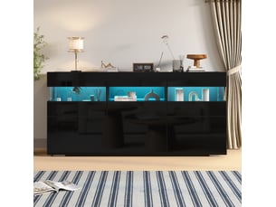 Buffet 3 porte(s)  0 tiroir(s) <strong>BEAOK</strong> <strong></strong> - 140 cm coloris noir 