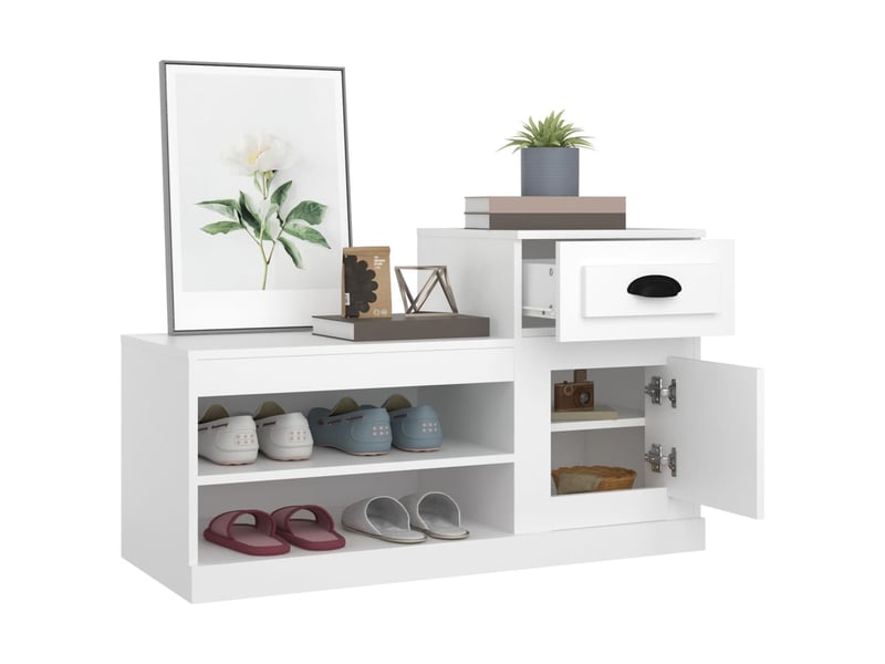  Meuble à chaussure | armoire à chaussures blanc 100x42x60 cm bois d'ingénierie  - Conforama E