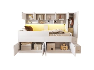 Lit avec rangement 90x200 cm <strong>GUTENACHT</strong>  <strong></strong> coloris blanc