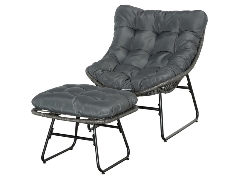 Fauteuil de jardin, chaise de jardin, polyester, 69x76x70cm, gris - Conforama A