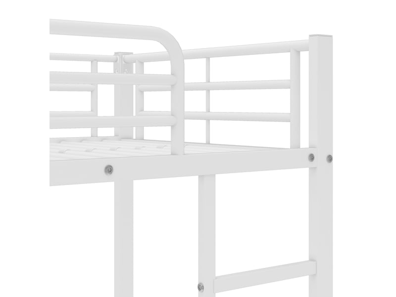 Lit superposé 3 places avec lit gigogne, 4 barrières et échelle, 90x200 cm et 90x190 cm, sans matelas, blanc - Conforama E