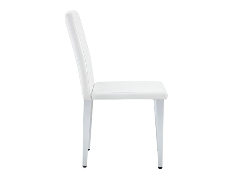  Lot de 4 chaises de salle à manger blanc pur – pieds métal argenté, luxe discret, parfait pour espaces européens  - Conforama E