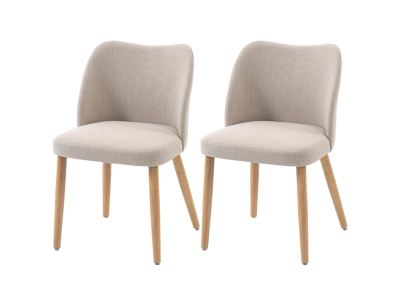  Chaises de salle à manger gala tissu effet lin bois crème  - Conforama A