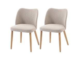 Chaises de salle à manger gala tissu effet lin bois crème