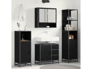 Ensemble de mobilier de salle de bain 3 pièces chêne noir cf64462