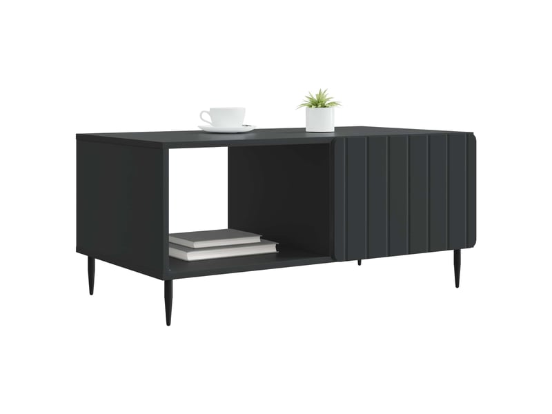 Table basse - table de salon - table à thé noir 90 x 50 x 40 cm bois d'ingénierie  - Conforama C