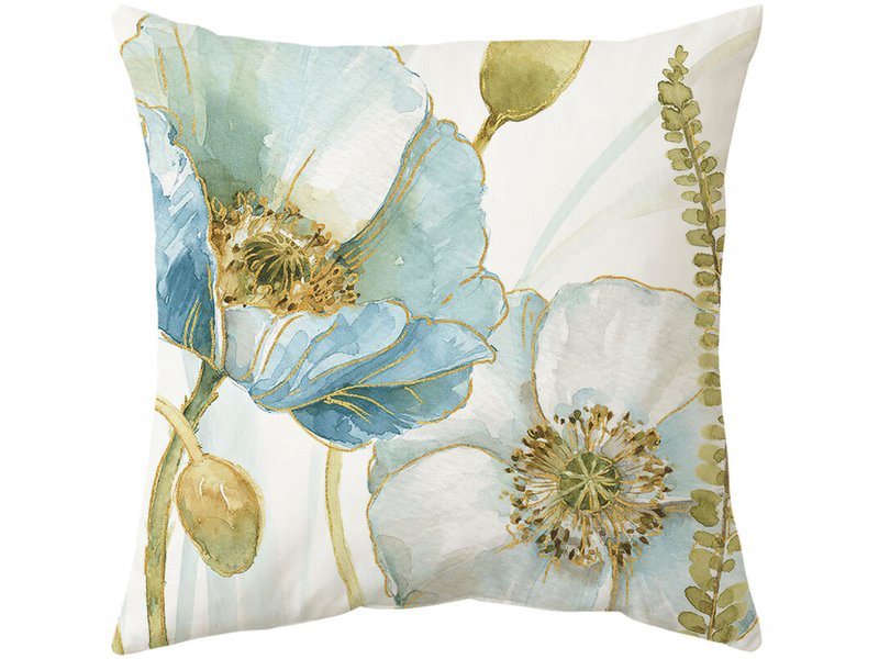  Housse de coussin extérieur 45 x 45 cm, lot de 4 housses de coussin imperméables motif floral jaune et bleu  - Conforama D