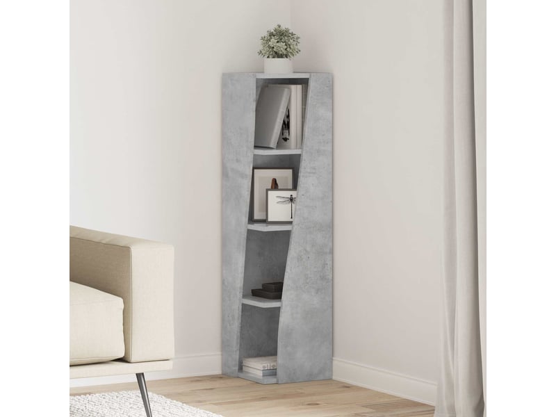  Meuble d'angle, meuble de rangement salon 27,5x27x102cm bois d'ingénierie gris béton  - Conforama B