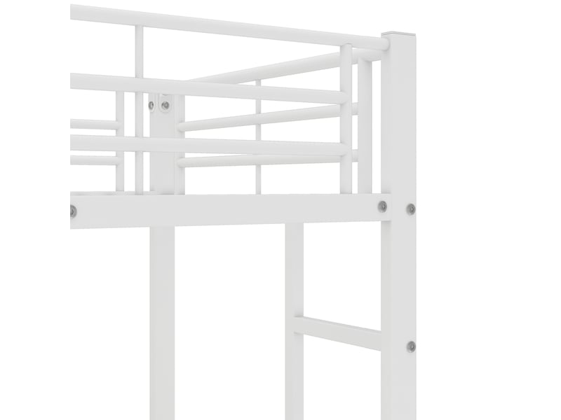 Lit mezzanine enfant 90x200 cm, table, étagère, garde-corps, sommier, métal blanc, sans matelas - Conforama R