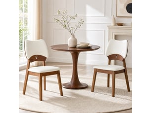 Chaise de salle à manger lot de 2 avec dossier papillon et assise rembourrée - bois d’hévéa blanc