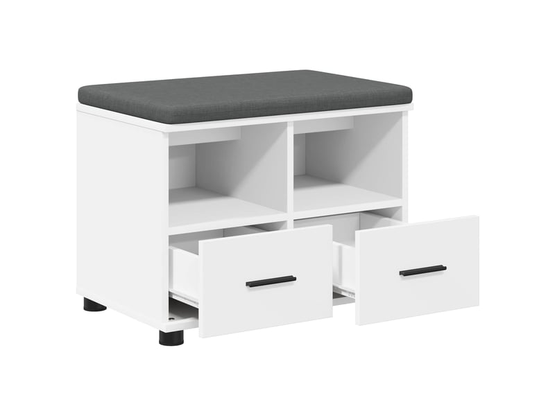  Banc d'entrée blanc 60x38x46 cm bois ingénierie et tissu shl6258  - Conforama E