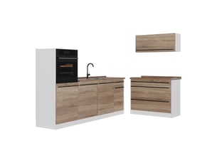 Vicco cuisine, sonomablanc, 220cm plan de travail chêne doré