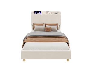 Lit simple 90x200 cm <strong></strong>  <strong>evarich</strong> coloris beige