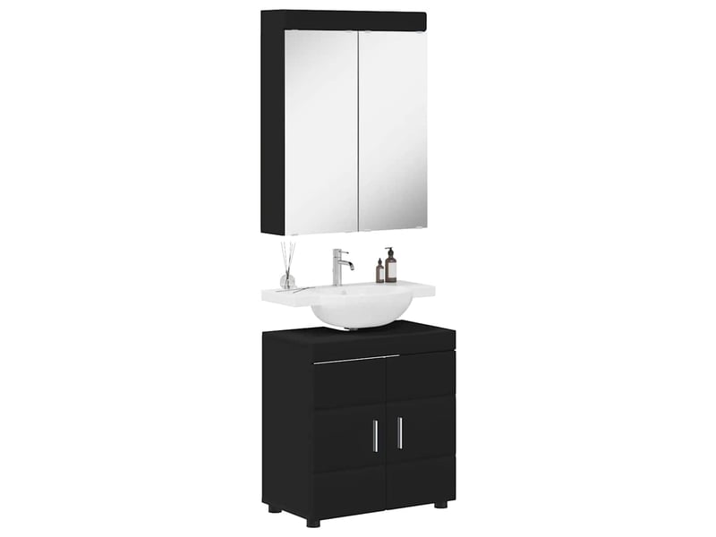 Ensemble de mobilier de salle de bain tulum 2 pièces noir cf64716 - Conforama C