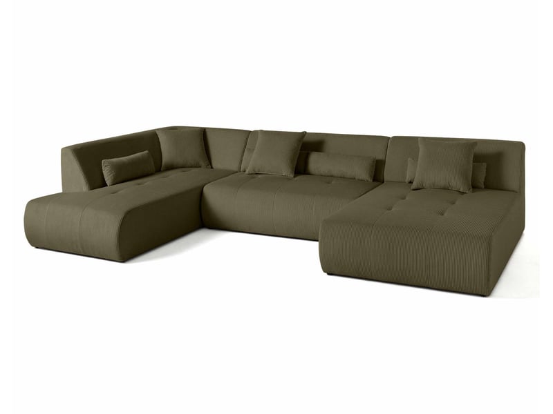  Onyx - canapé panoramique modulable d'angle gauche 7 places - en velours côtelé - lisa design - vert ONYX - Conforama E