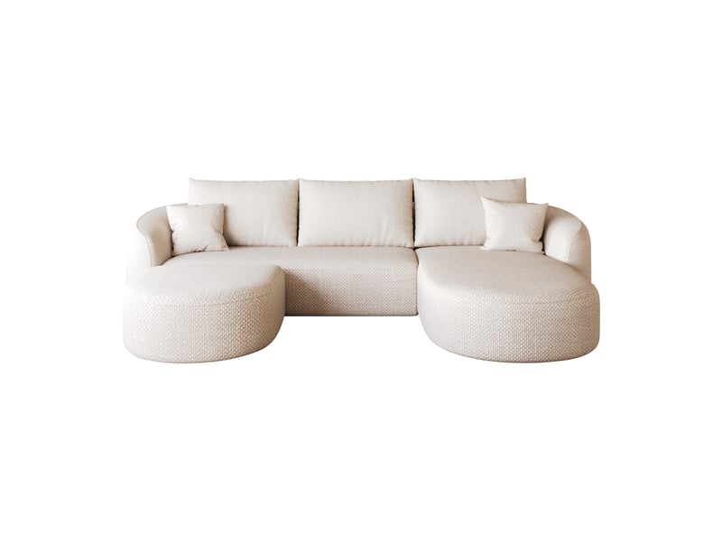 Canapé panoramique en u modulable sans montage - structure sans bois, tissu chenille - blanc - Conforama A