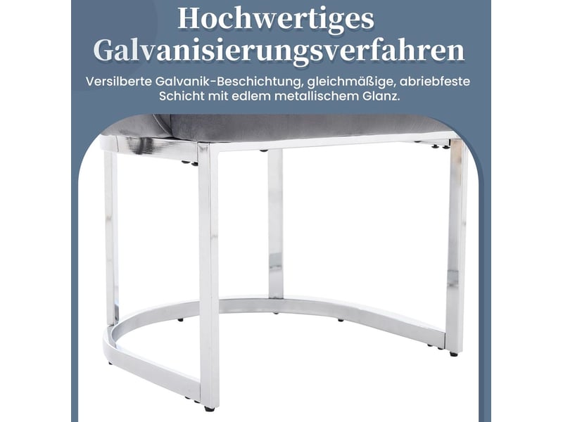  Lot de 2 chaises de salle à manger avec dossier enveloppant et pieds métalliques en velours et métal gris et argenté  - Conforama E