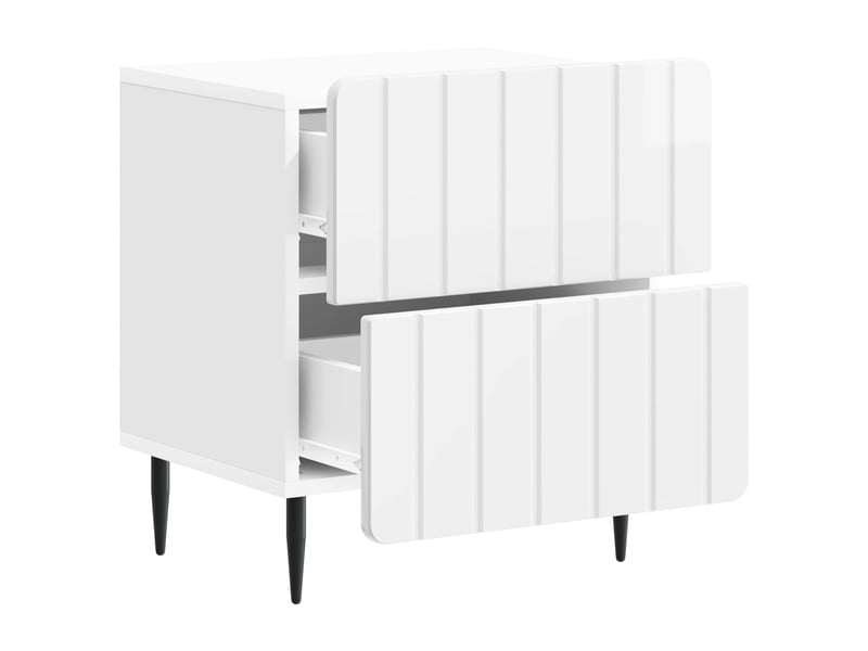  Table de chevet 2 pièces blanc brillant 43 x 34,5 x 49,5 cm  - Conforama D