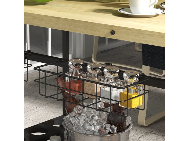  Desserte de jardin,97,5x65x81 cm,avec rangement,bois naturel et acier  - Conforama D