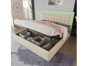 Lit coffre 180x200 cm WISHDOR   coloris blanc