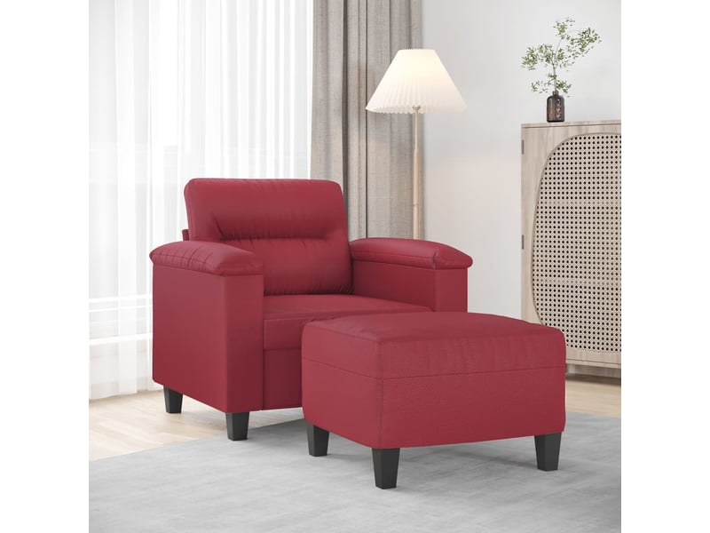  Fauteuil avec repose-pied rouge bordeaux 60 cm similicuir  - Conforama B