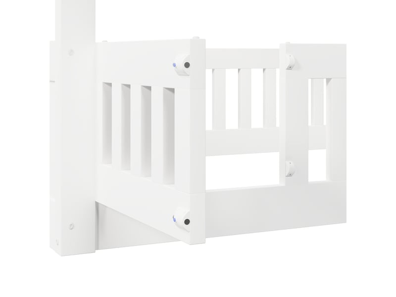  Lit superposé bas enfant 140 x 200 cm, 2 couchages, échelle 3 marches avec rangement, barrières de sécurité intégrales, sommiers à lattes, pin, blanc ABC - Conforama D
