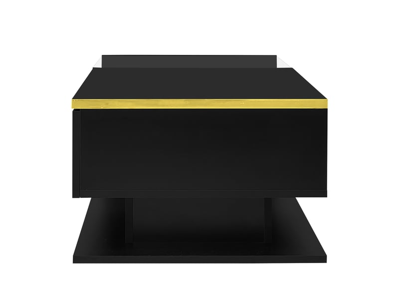  Table basse avec rangement et led pour salon 90×50×32,5 cm en panneaux de particules noir  - Conforama D