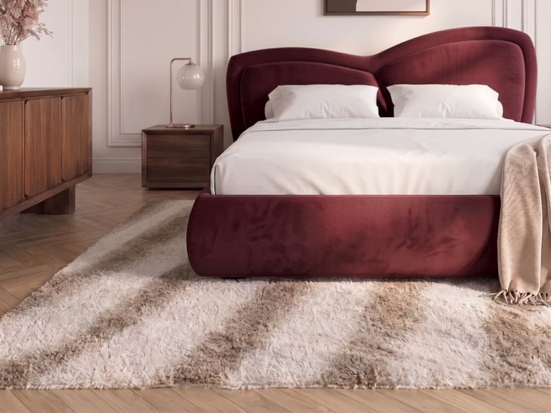  Bobochic lit bas daniela tissu velours lisse rouge 140x190 DANIELA - Conforama D